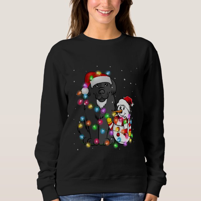 Funny Newfundland Dog | Christmas Snowman Light Sweatshirt (Vorderseite)