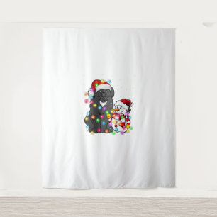 Funny Newfundland Dog Christmas T-Shirt Snowman Li Wandteppich