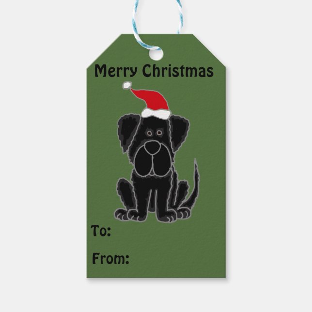 Funny Newfundland Hunde Weihnachtsgeschenke Tags Geschenkanhänger (Vorderseite)