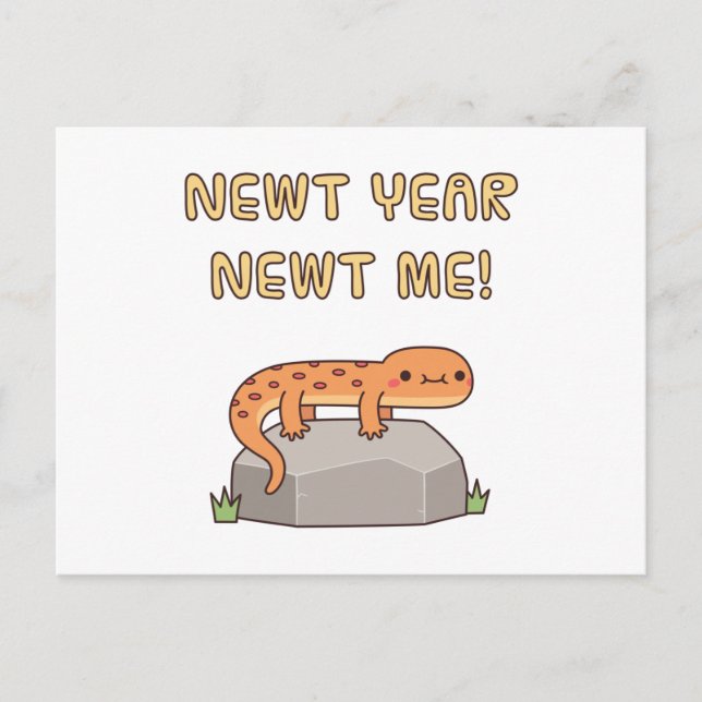 Funny Newt Year Newt Me, Neujahrsresolutionen Postkarte (Vorderseite)