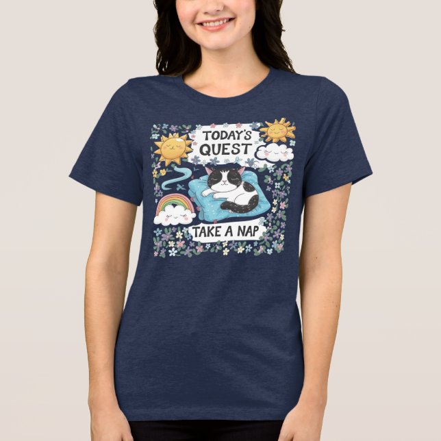 🐱 Funny Next Quest Nehmen Sie ein Cat Nickerchen  Tri-Blend Shirt (Vorderseite)