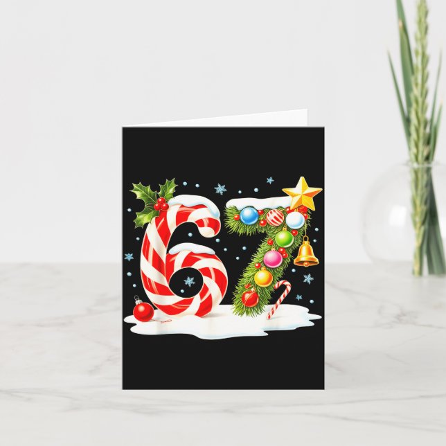 Funny Nice Naughty 6 7 Christmas 67 Meme Xmas Boys Karte (Vorderseite)