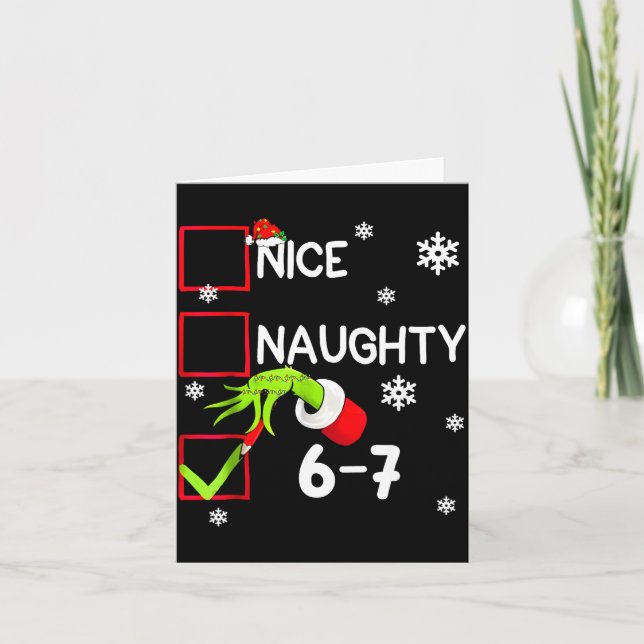 Funny Nice Naughty 6 7 Christmas 67 Meme Xmas Boys Karte (Vorderseite)