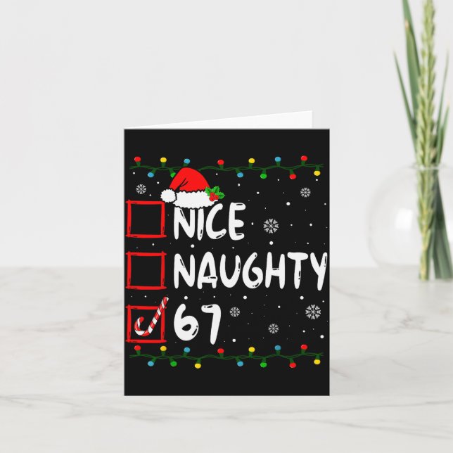 Funny Nice Naughty 6 7 Christmas 67 Meme Xmas Boys Karte (Vorderseite)