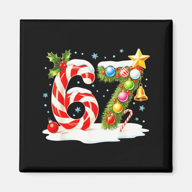 Funny Nice Naughty 6 7 Christmas 67 Meme Xmas Boys Magnet (Vorne)