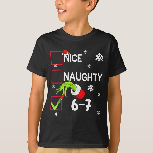 Funny Nice Naughty 6 7 Christmas 67 Meme Xmas Boys T-Shirt (Vorderseite)
