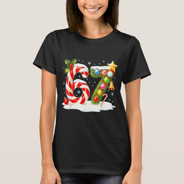 Funny Nice Naughty 6 7 Christmas 67 Meme Xmas Boys T-Shirt (Vorderseite)