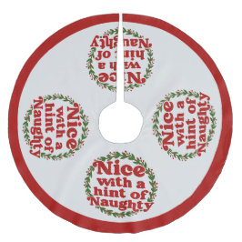 Funny Nice Naughty Zitat Weihnachts-Spaß Red Green Polyester Weihnachtsbaumdecke