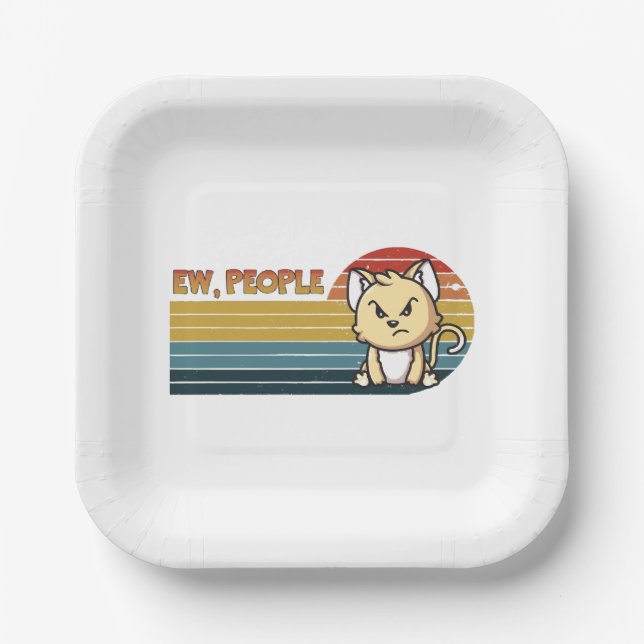 Funny Niedlich Angry Cat People Pappteller (Vorderseite)