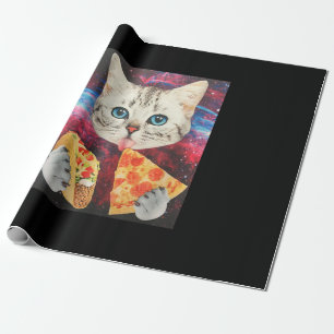 Funny Niedlich Auuter Space Galaxy Cat Meme Pizza Geschenkpapier