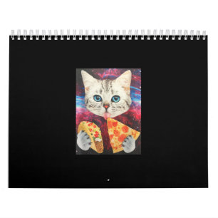 Funny Niedlich Auuter Space Galaxy Cat Meme Pizza  Kalender