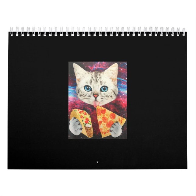 Funny Niedlich Auuter Space Galaxy Cat Meme Pizza  Kalender (Titelbild)