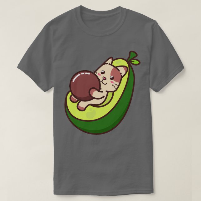 Funny Niedlich Avocado Cat T-Shirt (Design vorne)