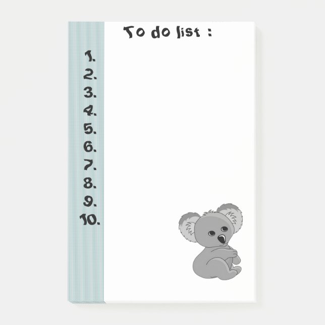 Funny niedlich baby koala" To do list" Post-it Klebezettel (Vorderseite)