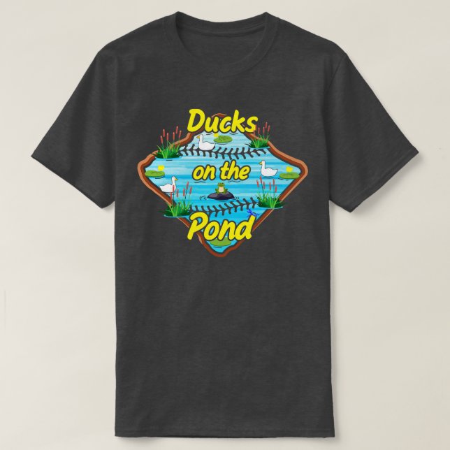 Funny Niedlich Baseball Sprichwort Ducks on Pond S T-Shirt (Design vorne)
