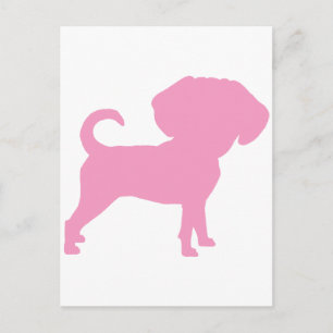 Funny Niedlich Big Head Puggle Dog (pink) Postkarte