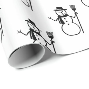Funny Niedlich Black and White Snowman Pattern Geschenkpapier