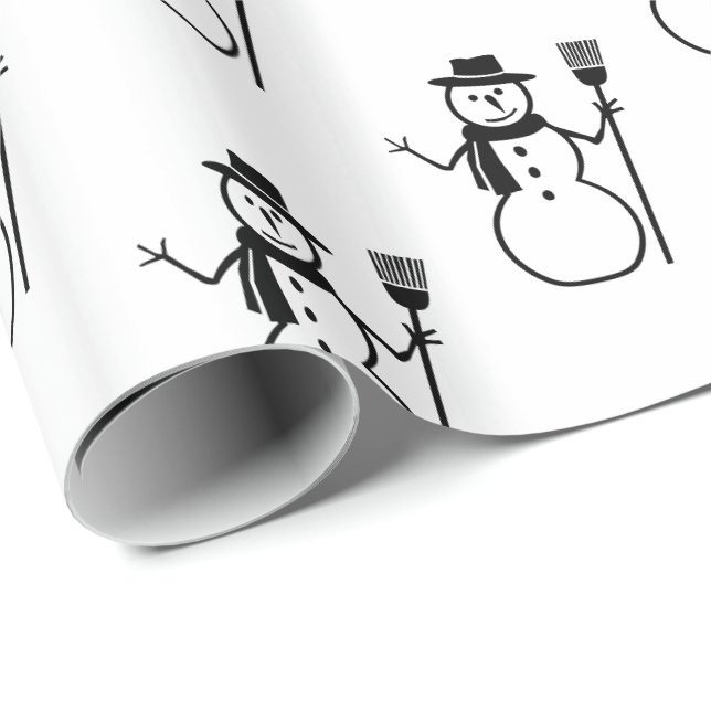 Funny Niedlich Black and White Snowman Pattern Geschenkpapier (Rolleneckpunkt)
