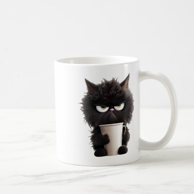 Funny Niedlich Black Cat Kaffee Wut Kaffeetasse (Rechts)