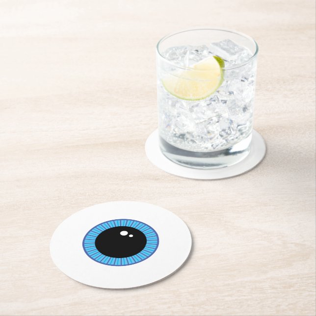 Funny Niedlich Blue Eyeball Runder Pappuntersetzer (Vor Ort)