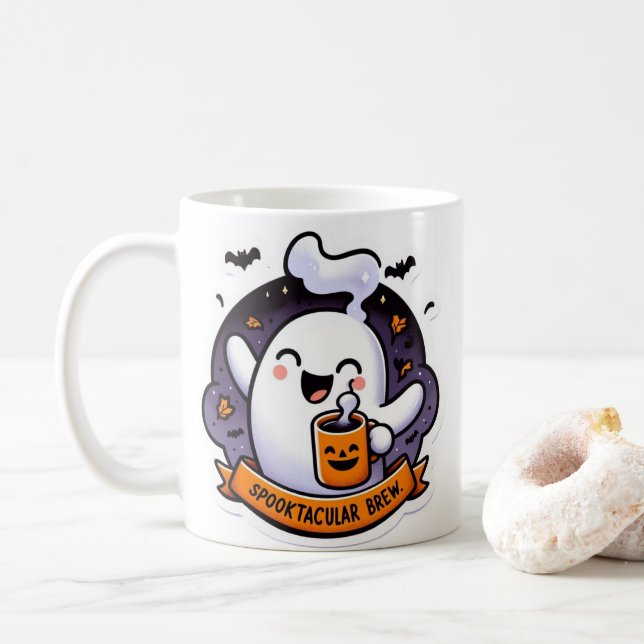 Funny niedlich Boo mit Halloween Pun Tasse (Mit Donut)