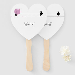 Funny Niedlich Bubblegum Birds on a Wire White Fächer