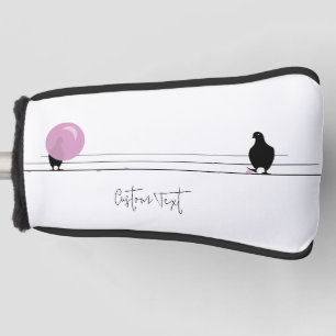 Funny Niedlich Bubblegum Birds on a Wire White Golf Headcover
