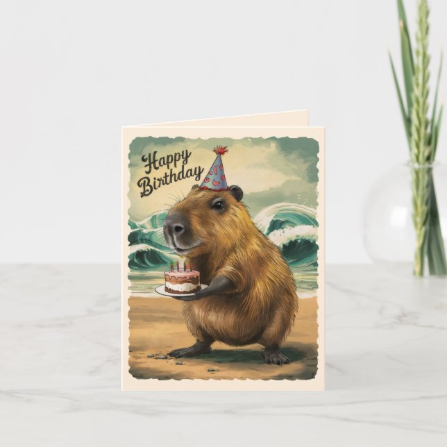 Funny Niedlich Capybara Happy Birthday Dankeskarte (Vorderseite)