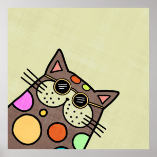 Funny Niedlich Cartoon Cat Portrait Poster