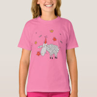 Funny Niedlich Cartoon Sheep Blume Butterfly Girl