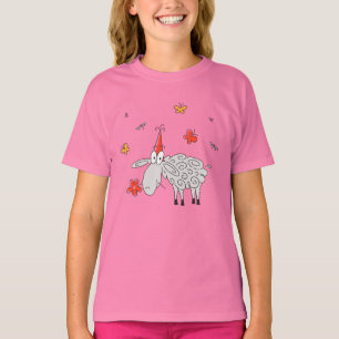 Funny Niedlich Cartoon Sheep Blume Butterfly Girl T-Shirt