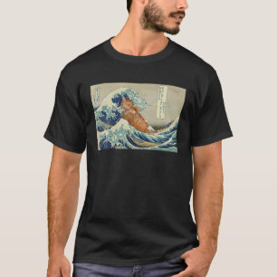 Funny Niedlich Cat Art Die große Welle Kanagawa Ja T-Shirt