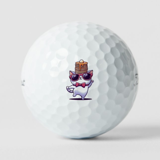 Funny niedlich cat Balancing Pancstack Golfball (Vorderseite)