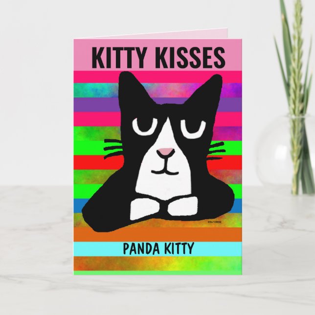 FUNNY NIEDLICH CAT BIRTHDAY PANDA KITTY GREETING KARTE (Vorderseite)