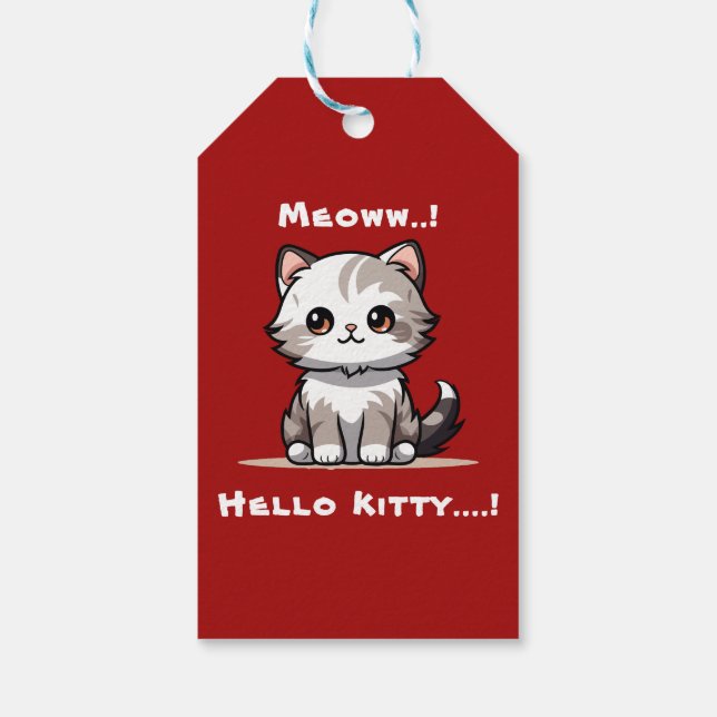 Funny Niedlich Cat Catmas Spaß Geschenkanhänger (Rückseite)