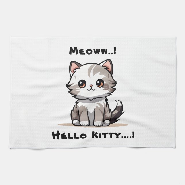 Funny Niedlich Cat Catmas Spaß Geschirrtuch (Horizontal)