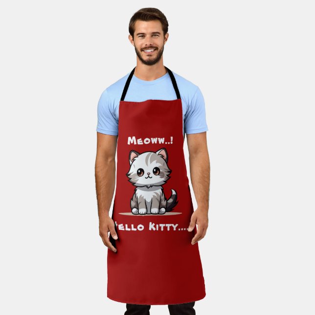Funny Niedlich Cat Catmas Spaß Schürze (Getragen)