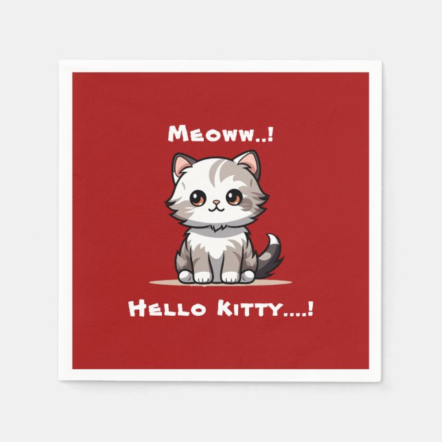 Funny Niedlich Cat Catmas Spaß Serviette (Vorderseite)