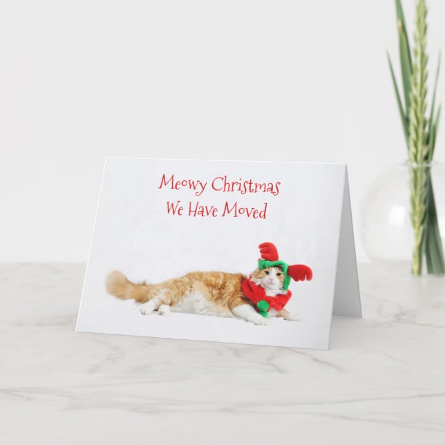 Funny Niedlich Cat Christmas Moving Neue Adresse Ankündigung (Vorderseite)