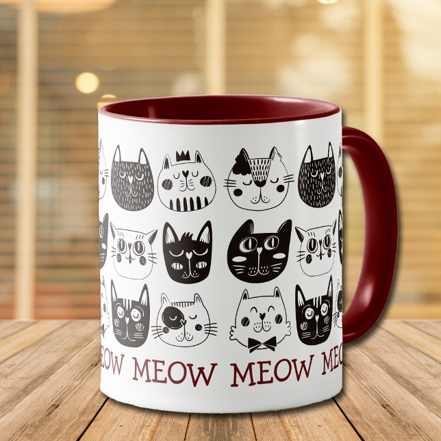 Funny Niedlich Cat Faces Muster Tasse (Von Creator hochgeladen)