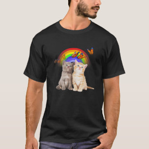 Funny Niedlich Cat Rainbow Butterfly Cat Lover Ges T-Shirt