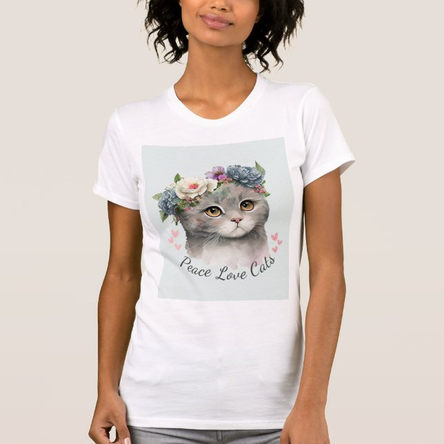 Funny Niedlich Cat T - Shirt für Katzen Liebhaber (Vorderseite)
