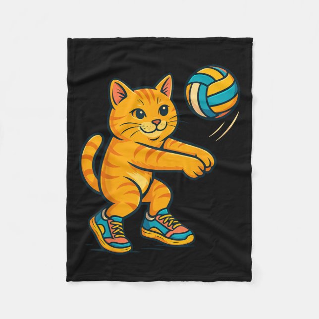 Funny Niedlich Cat Volleyball Player Fan T-Shirt T Fleecedecke (Vorderseite)