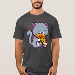 Funny Niedlich Cats isst Pizza Kawaii Anime Japani T-Shirt