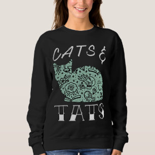 Funny Niedlich Cats & Tats Tattoos Kunst, Dichtung Sweatshirt