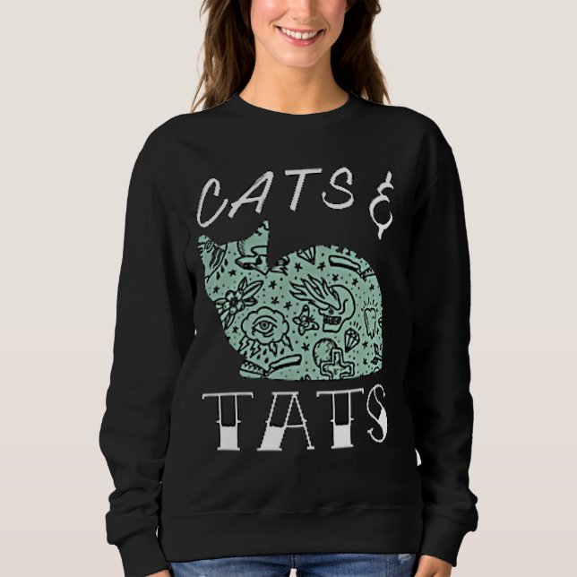 Funny Niedlich Cats & Tats Tattoos Kunst, Dichtung Sweatshirt (Vorderseite)