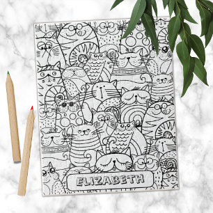 Funny Niedlich Cats Zen Doodle Coloring Individuel Puzzle
