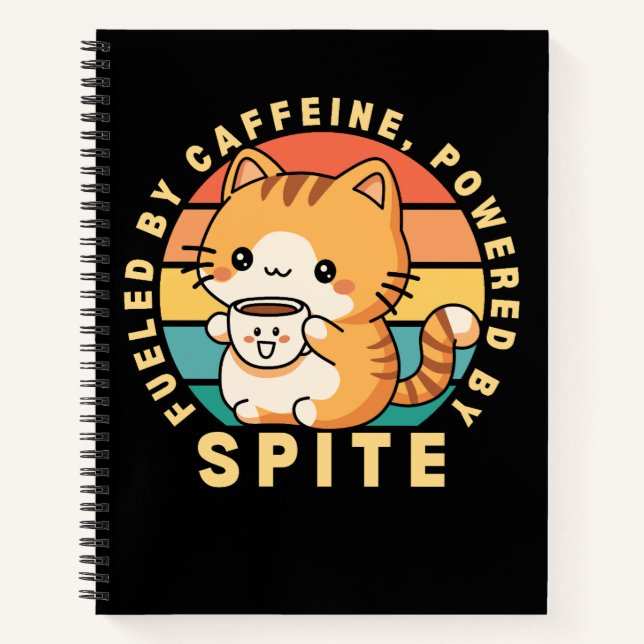 Funny Niedlich Chat Animal Coffee Quote Retro Suns Notizbuch (Vorderseite)