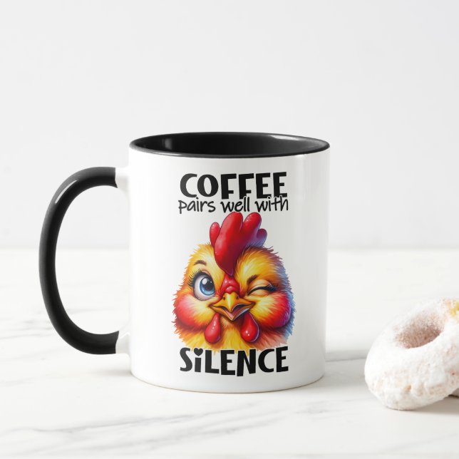 Funny Niedlich Chicken Witty Coffee Zitat und Rede Tasse (Mit Donut)