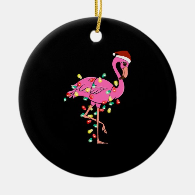 Funny Niedlich Christmas Flamingo Keramik Ornament (Vorne)